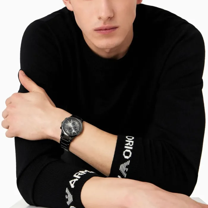 Emporio Armani Analog Chronograph Black Dial Black Steel Strap Watch For Men - AR11531 - Image 7